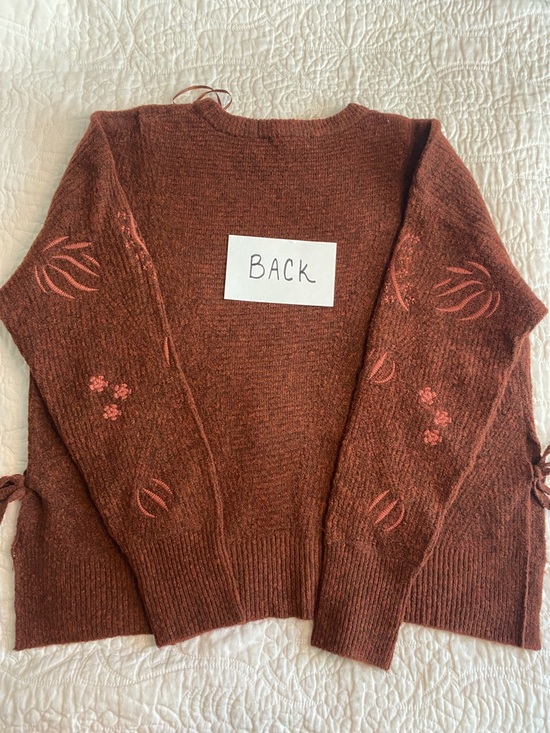 Farmer's Market Embroidered Crewneck Sweater in Rust Brown - Picture 4 of 8